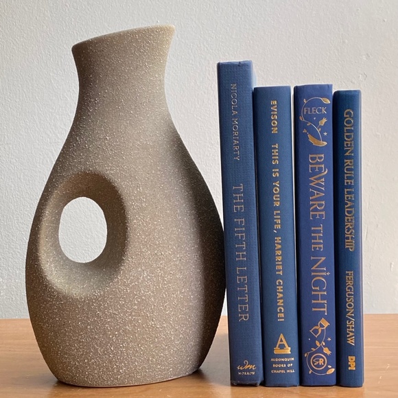 Stack of Books Decor Blue Gold Letters, Stacked Books Bookshelf Decor, Table Top - Picture 2 of 5